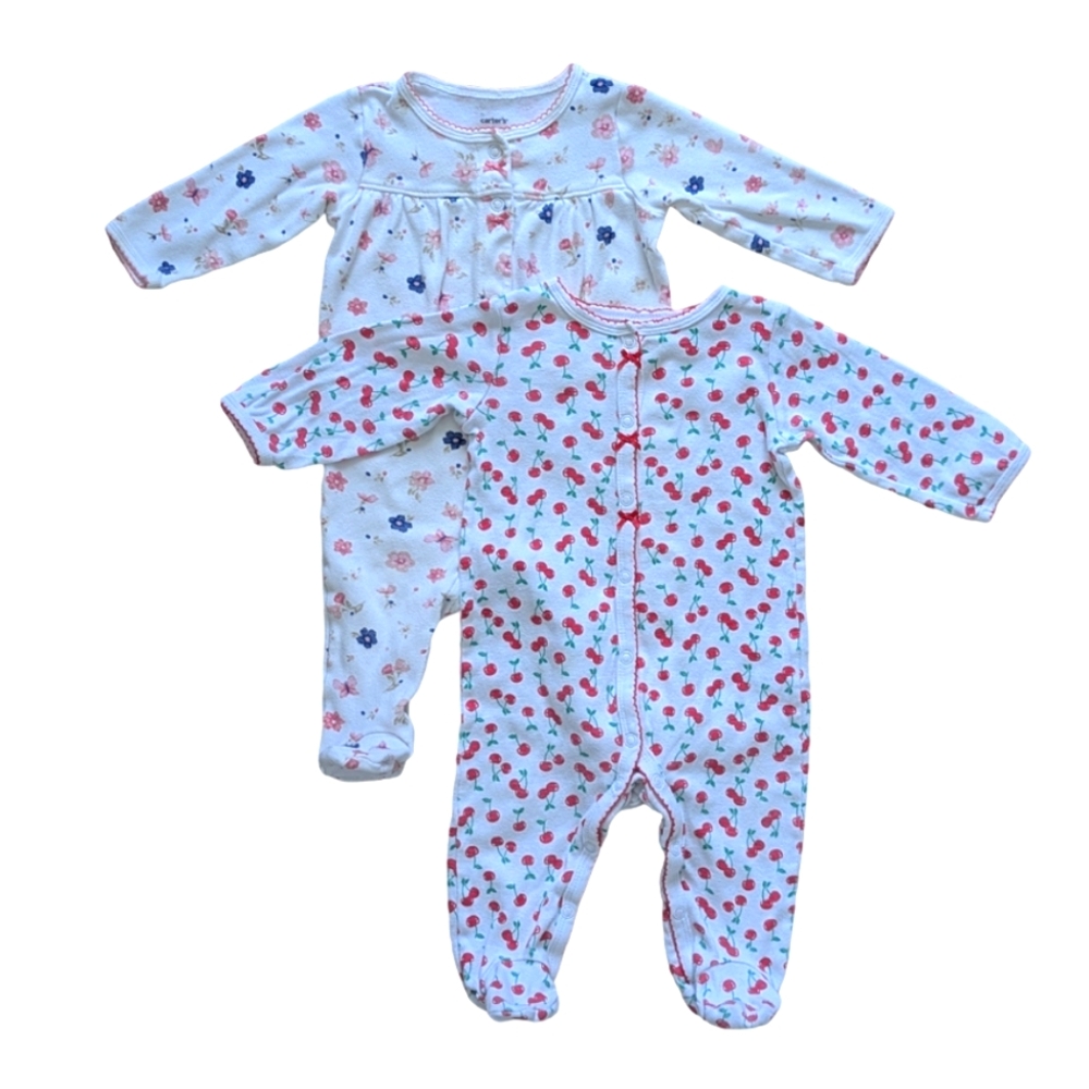 Carter's Footie Pajama Set in Floral and Cherries - Size 9M